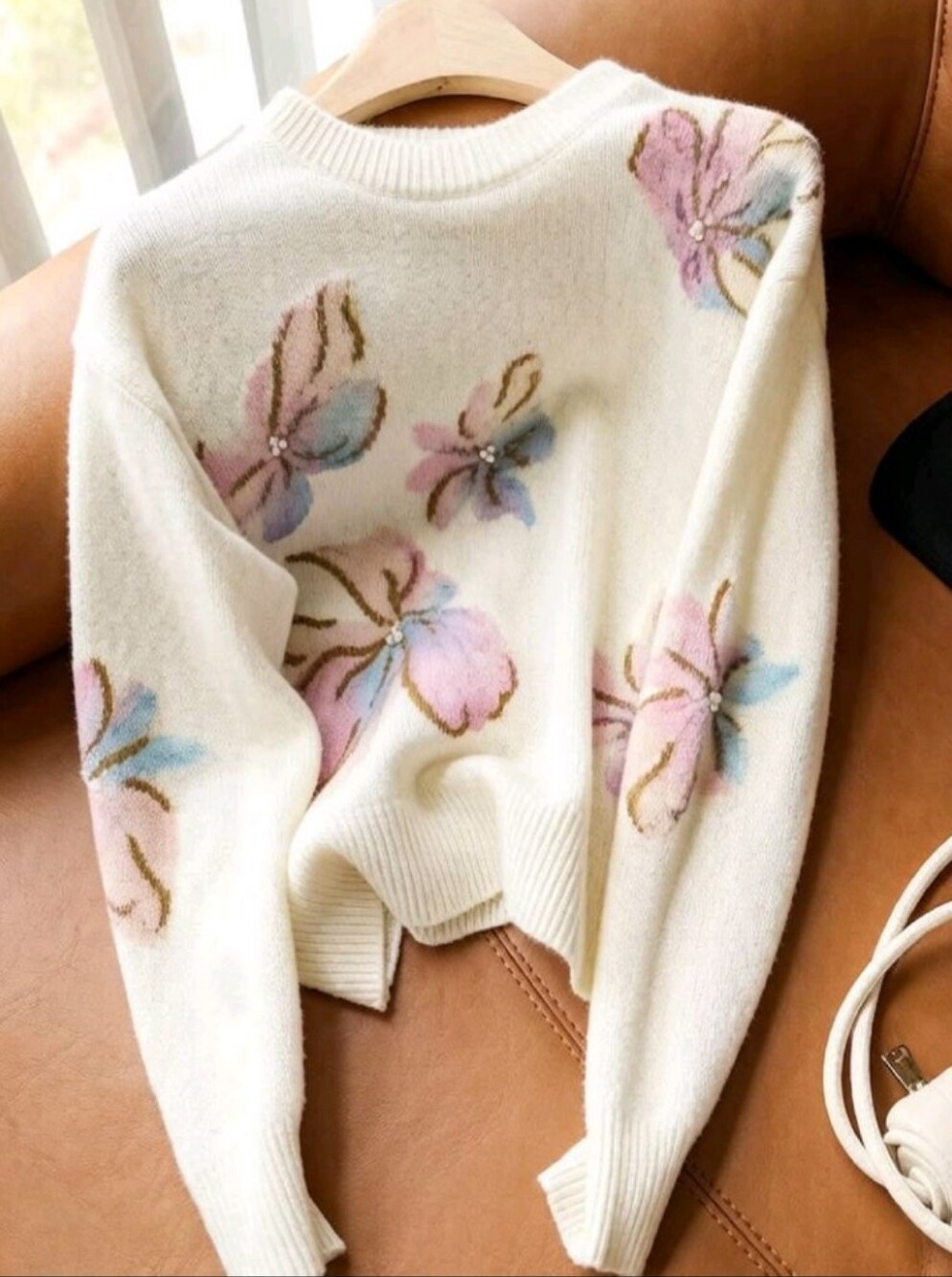 Women's Versatile Fashion Floral Print Long Sleeve Sweater For Daily Wear